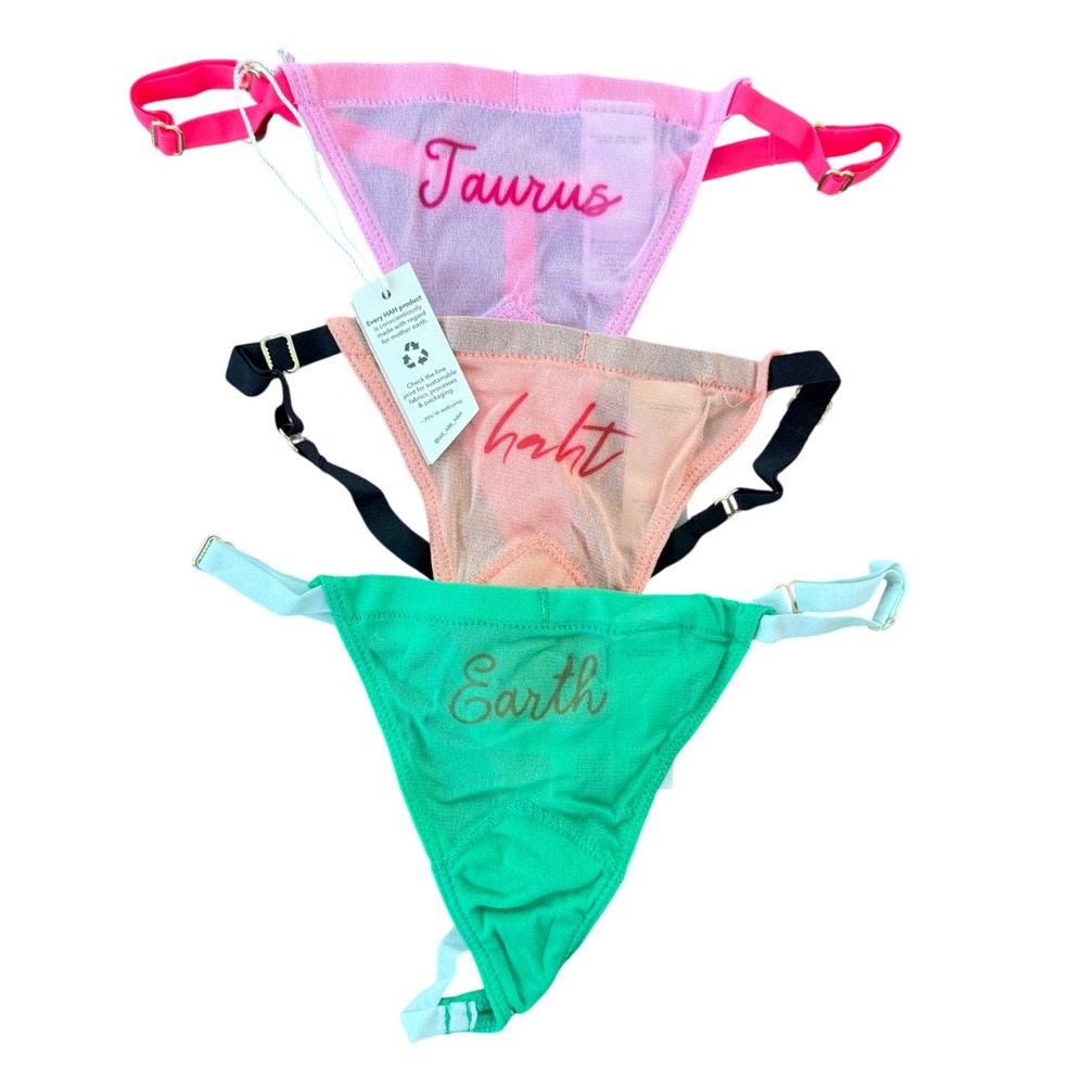 We Are HAH Taurus Zodiac Panties 3 Pack Mesh Thong One Size NEW